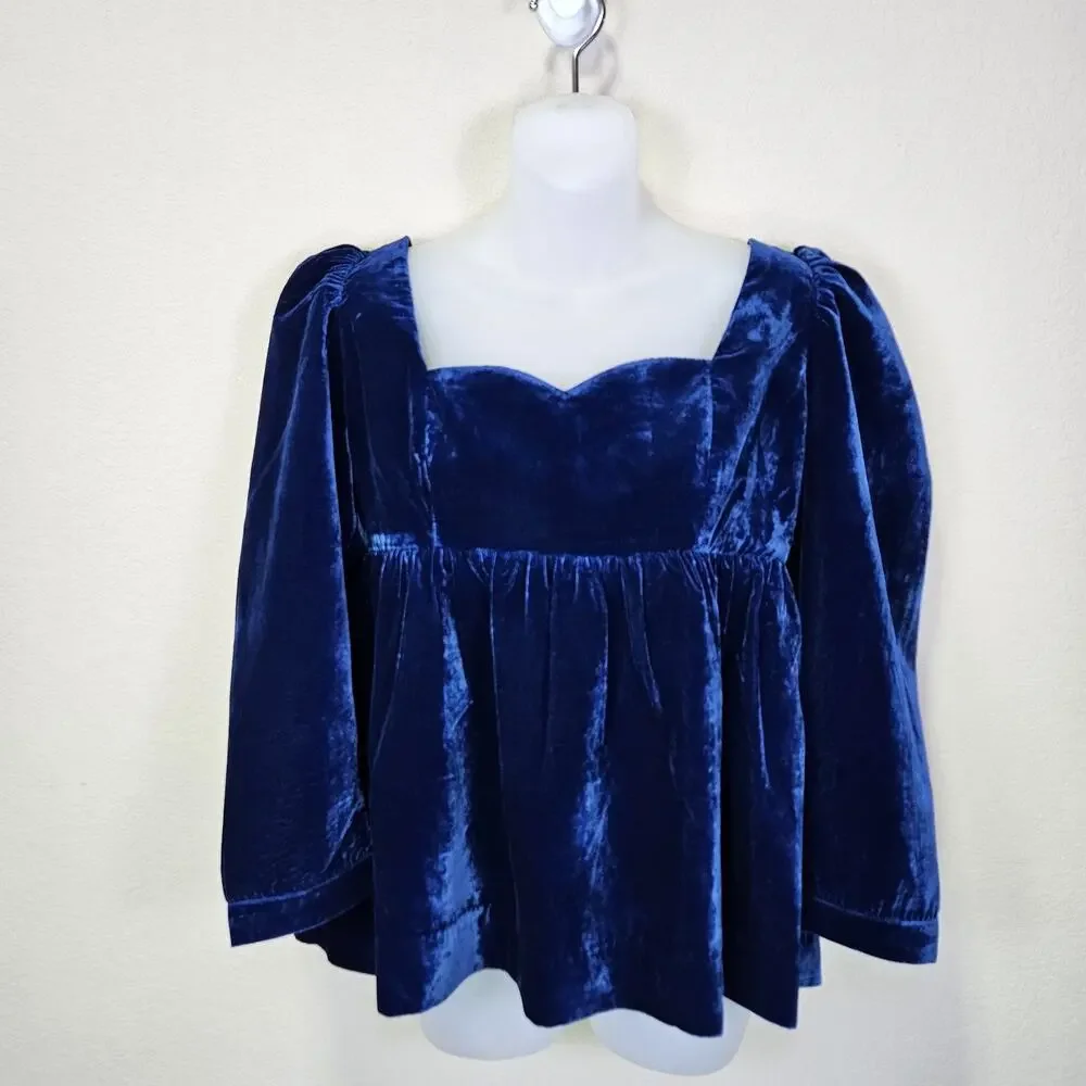 Tuckernuck Hyacinth House Sue Blouse S Velvet Regency Sweetheart Puff Sleeve